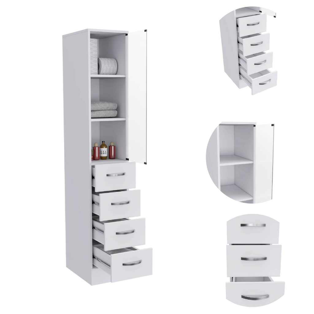 Linen Cabinet Artic, Three Shelves, Single Door