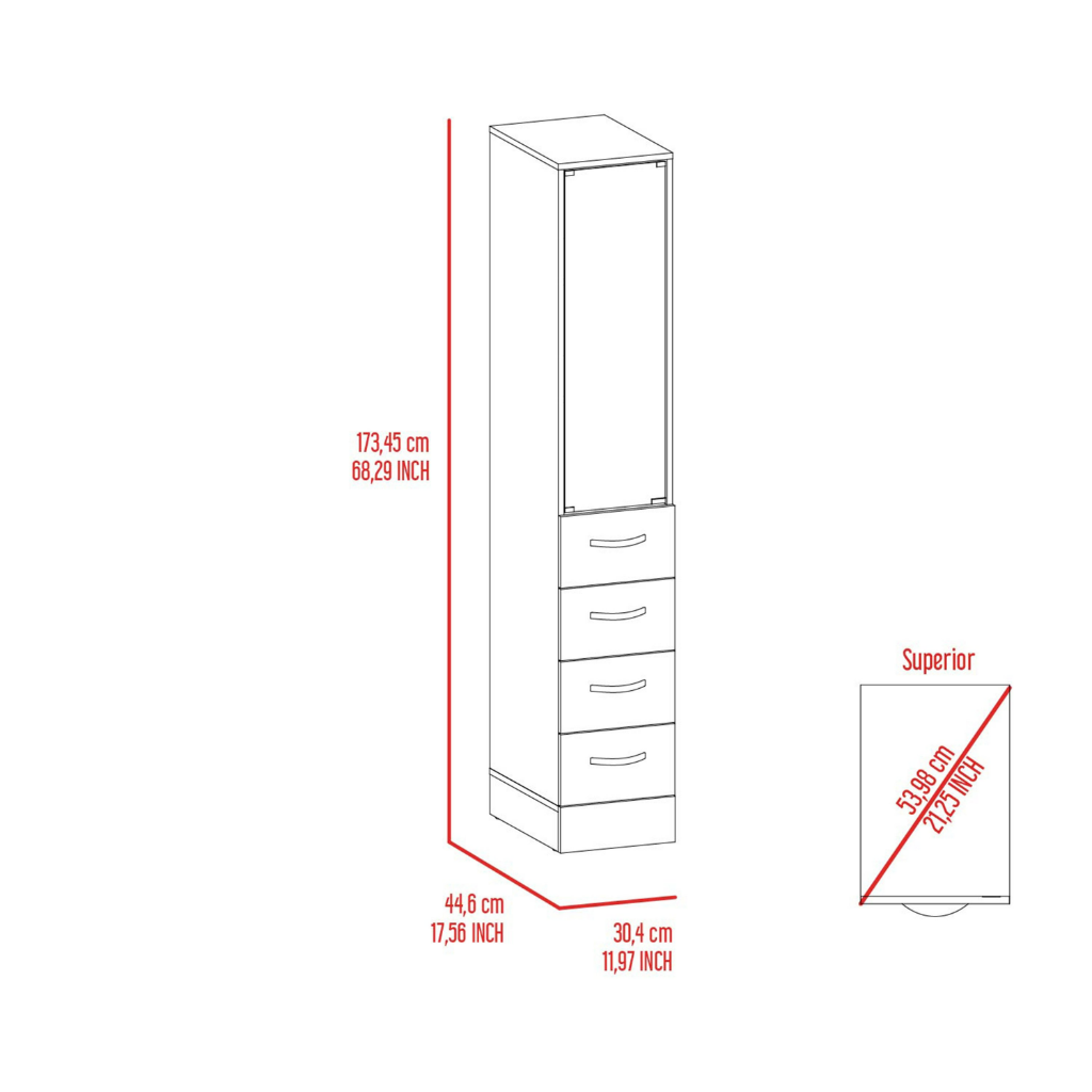 Linen Cabinet Artic, Three Shelves, Single Door