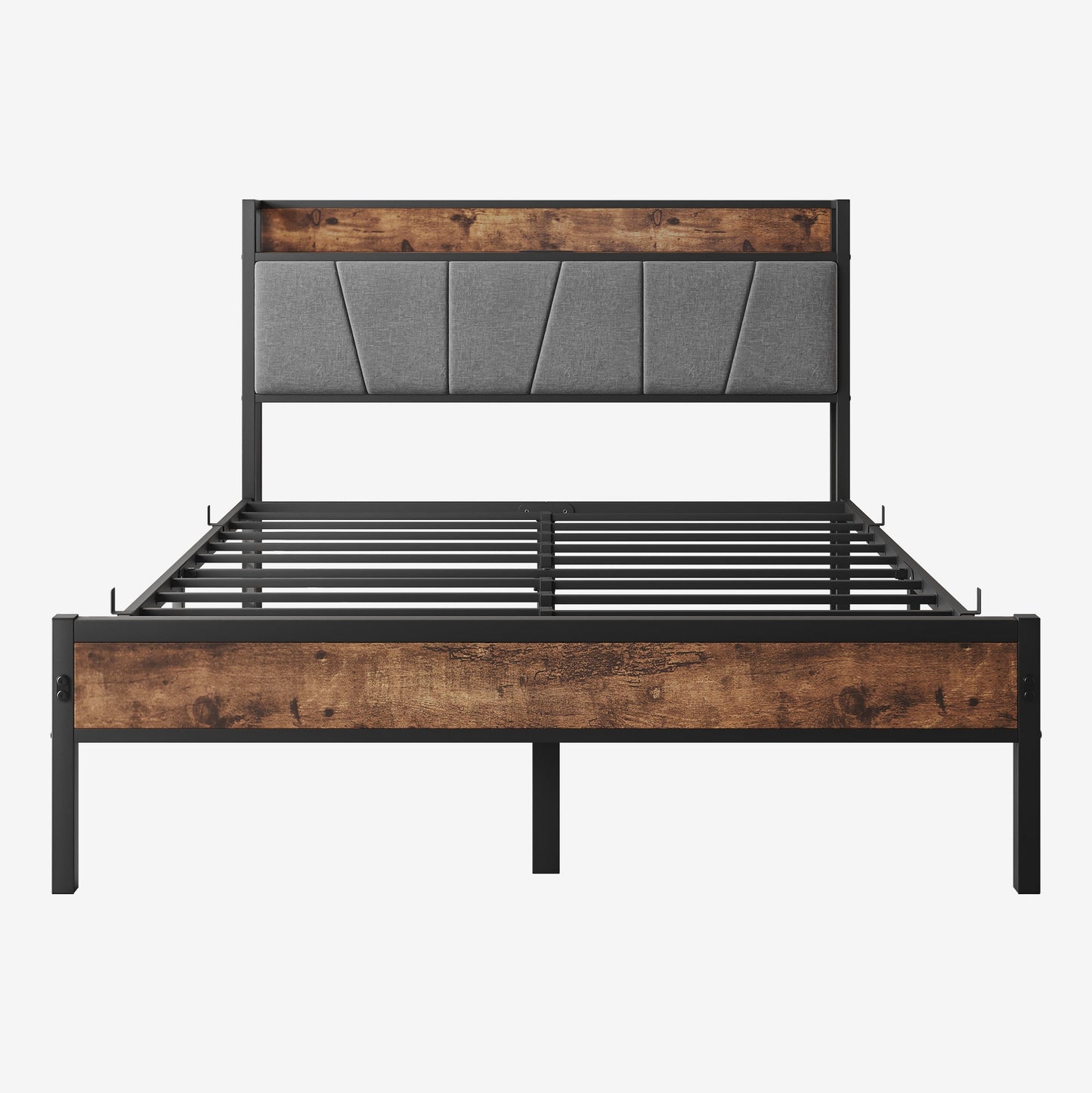 Full Size Bed Frame with Storage Headboard