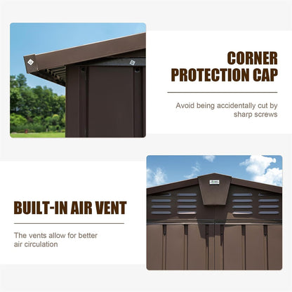 Backyard Storage Shed 11'x9' with Galvanized Steel Frame & Lockable Door