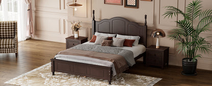 Full Size Wood Platform Bed Frame - Retro Style