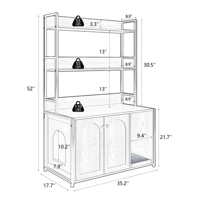 Large Cat Litter Box Enclosure With Shelf Storage