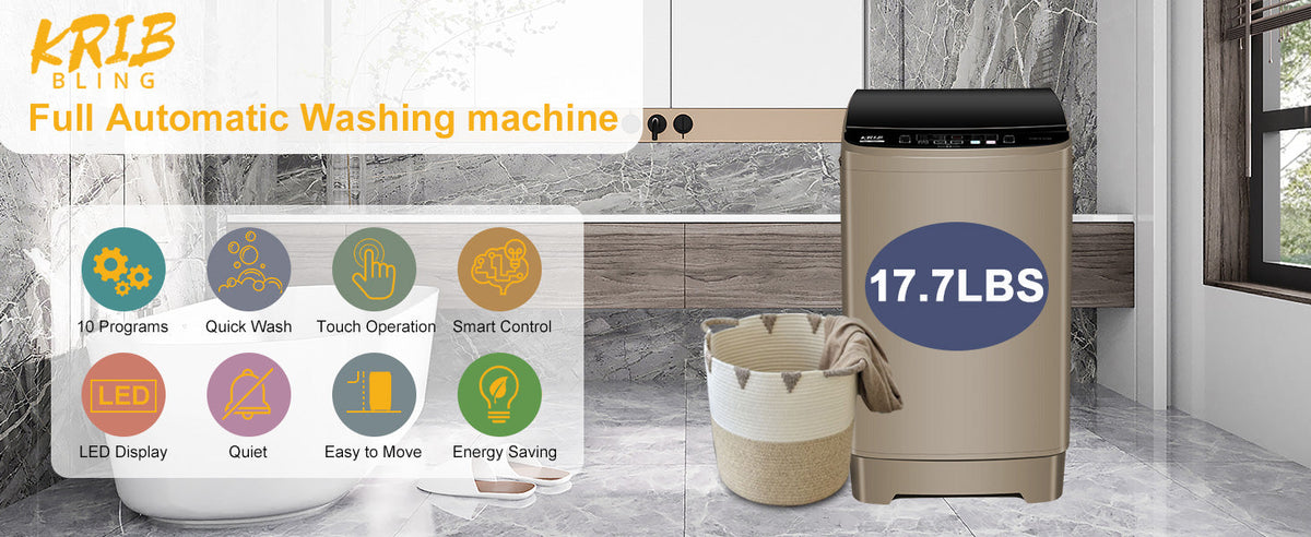 Portable Washing Machine with Multi-Functional Control Panel - White