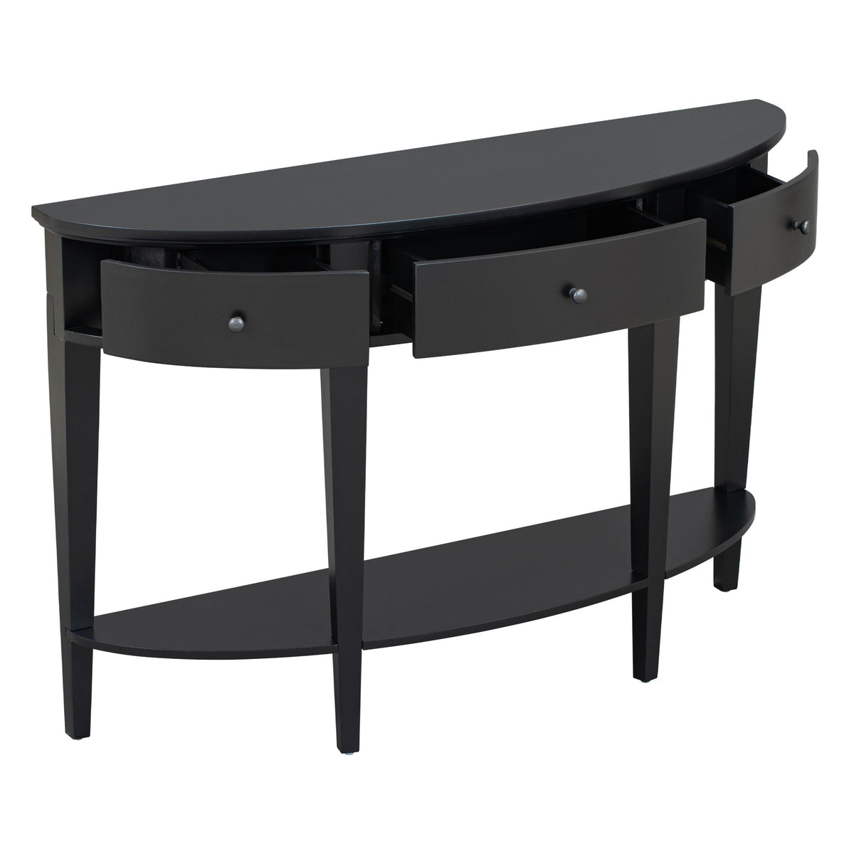 U-Style Modern Curved Console Table with 3 Drawers