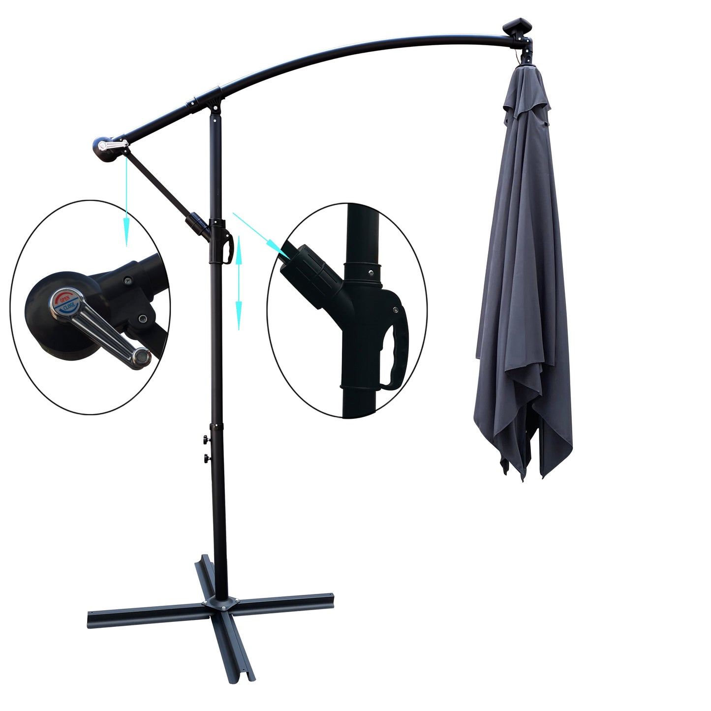Square 2.5x2.5M Outdoor Patio Umbrella with Solar LED Lights