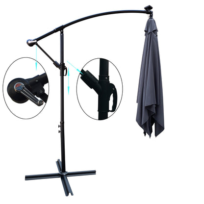 Square 2.5x2.5M Outdoor Patio Umbrella with Solar LED Lights