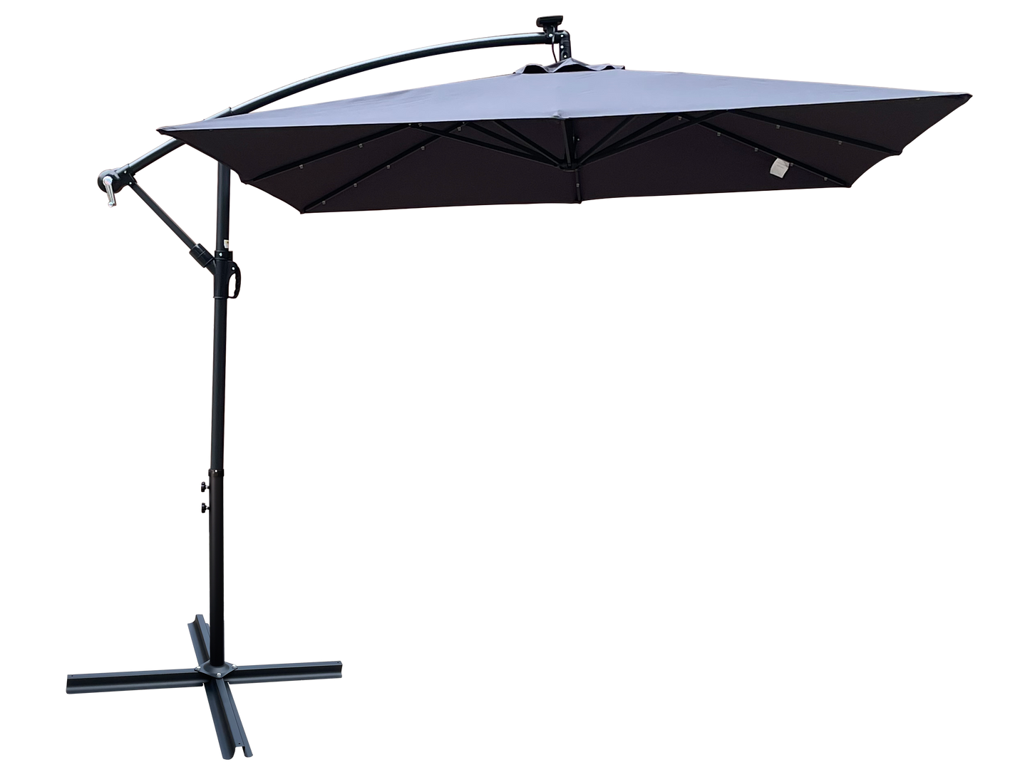 Square 2.5x2.5M Outdoor Patio Umbrella with Solar LED Lights
