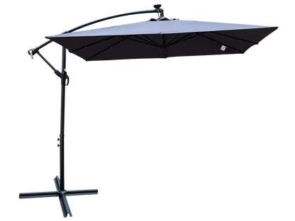 Square 2.5x2.5M Outdoor Patio Umbrella with Solar LED Lights