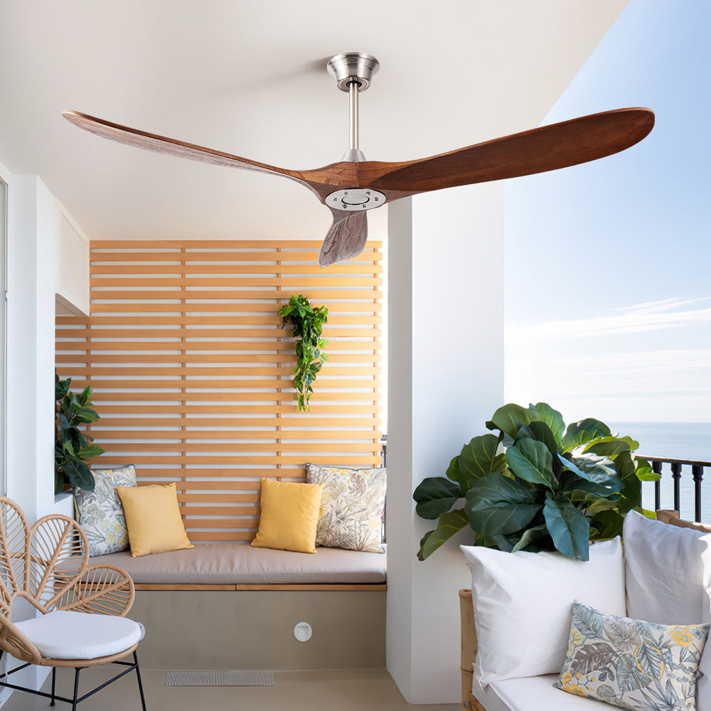 60 Inch Indoor Modern Ceiling Fan With 3 Solid Wood Blades