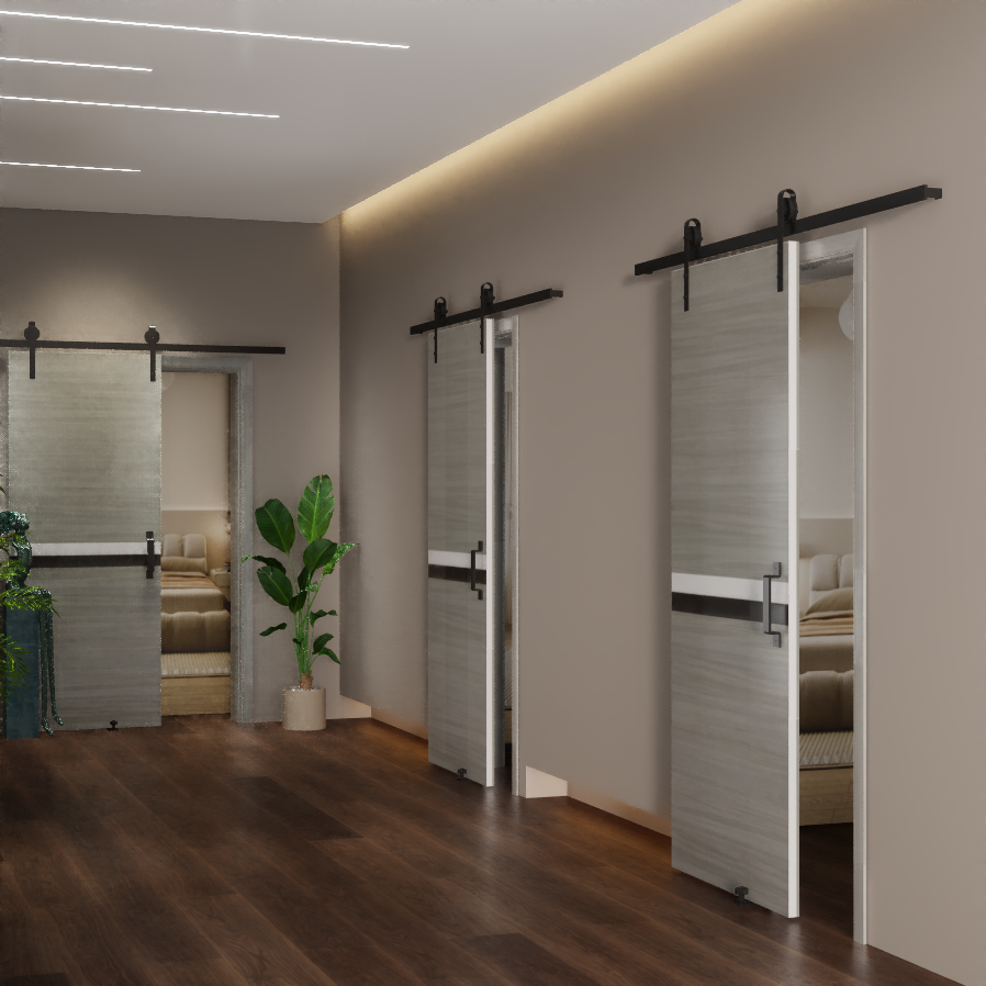 CRAZY ELF Melamine Integrated Door Slab with Sliding Track Kit