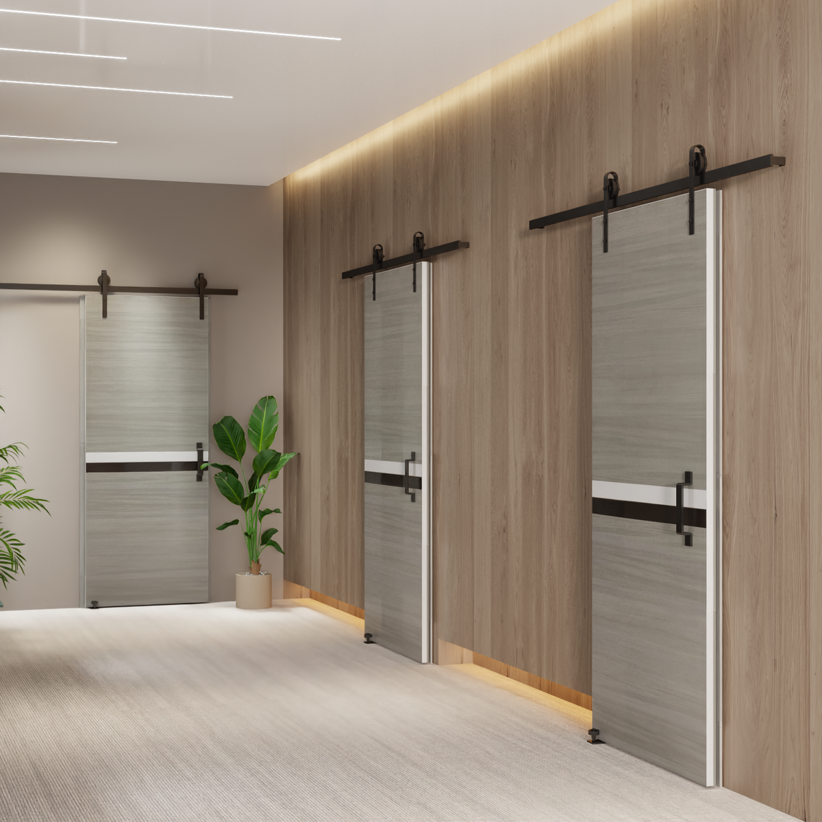 CRAZY ELF Melamine Integrated Door Slab with Sliding Track Kit