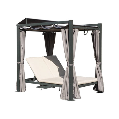 Aluminum Outdoor Patio Daybed with Retractable Canopy