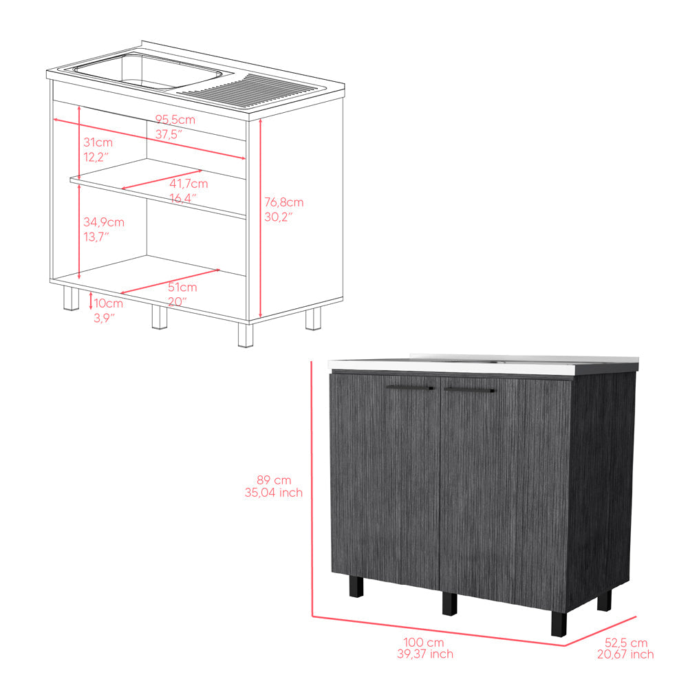 Utility Sink Cabinet Burwood, Kitchen, Smokey