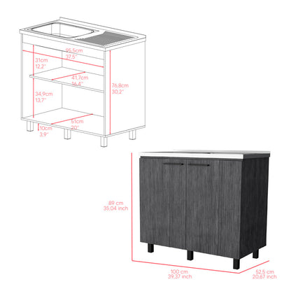 Utility Sink Cabinet Burwood, Kitchen, Smokey