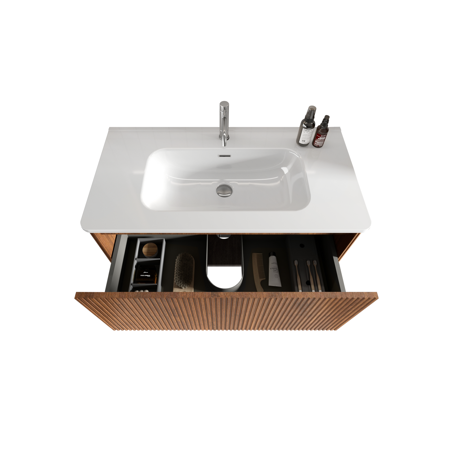 Etna 36" Striped Walnut Floating Bathroom Vanity