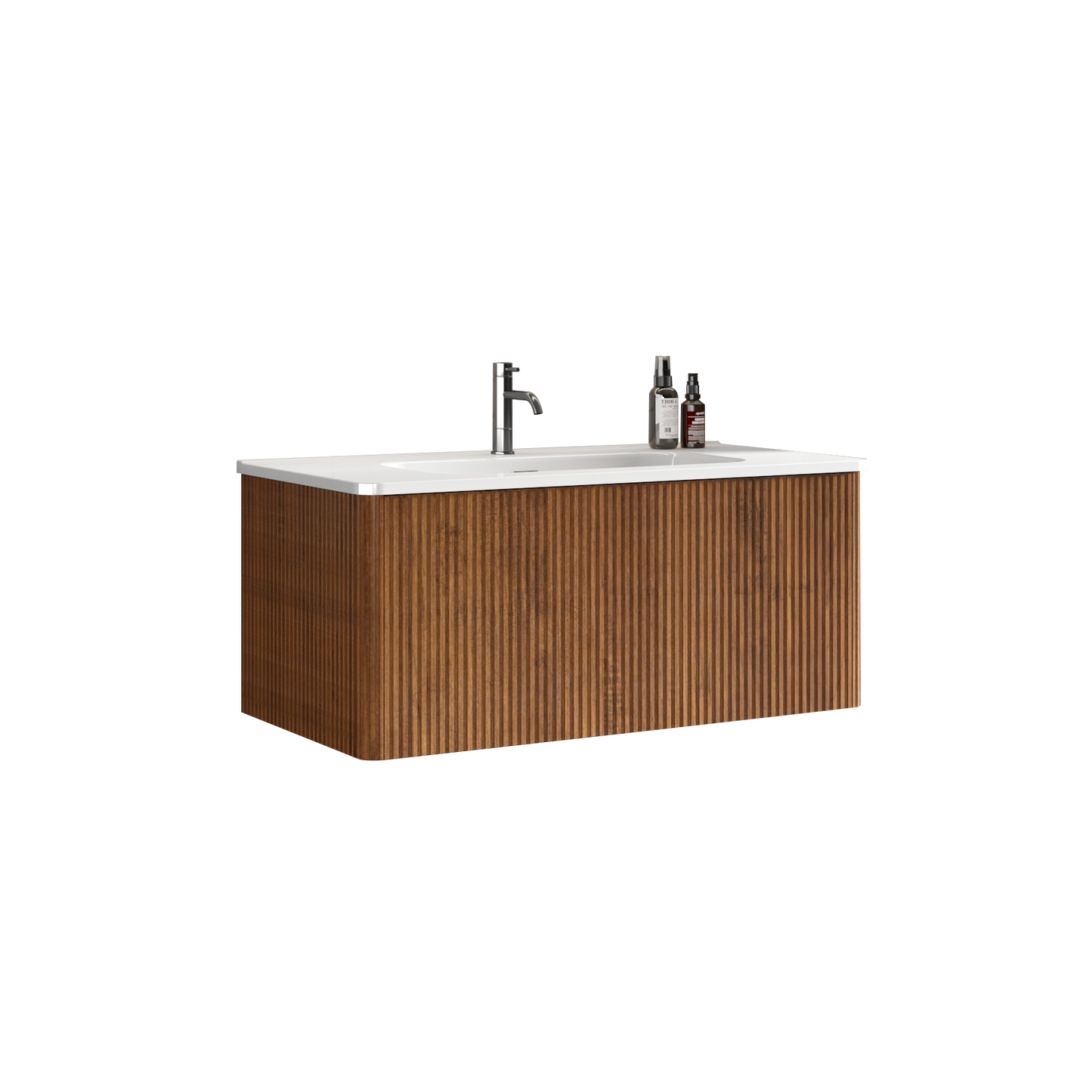 Etna 36" Striped Walnut Floating Bathroom Vanity
