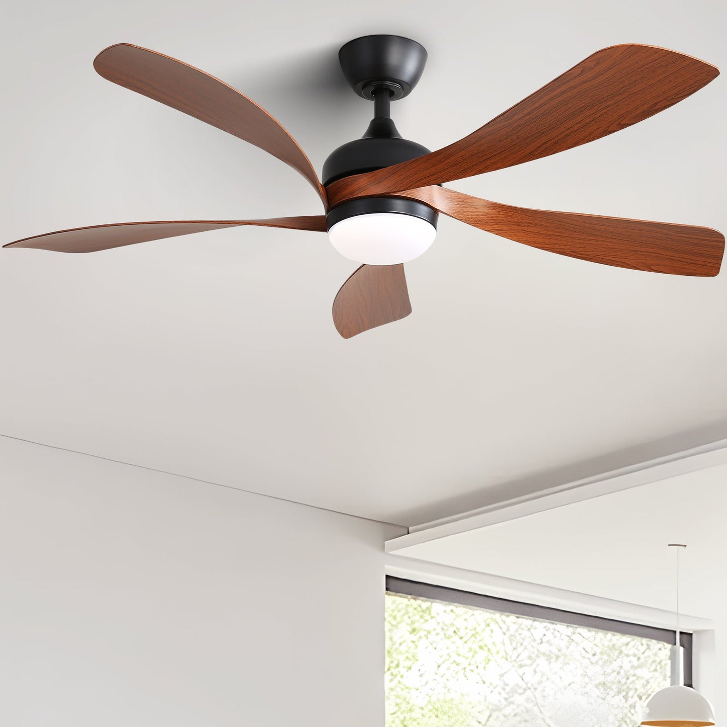 52 Inch Indoor Ceiling Fan With 3 Color Dimmable LED Light and Remote Control