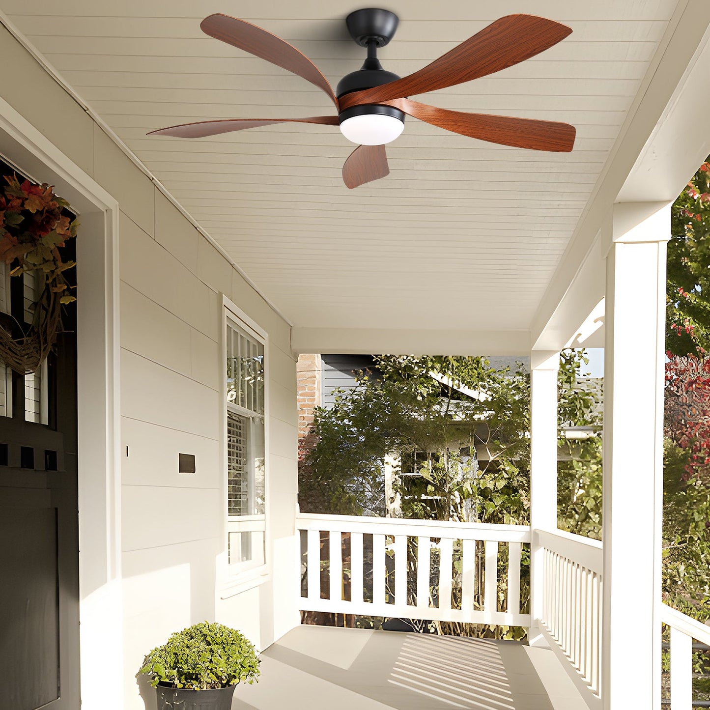 52 Inch Indoor Ceiling Fan With 3 Color Dimmable LED Light and Remote Control