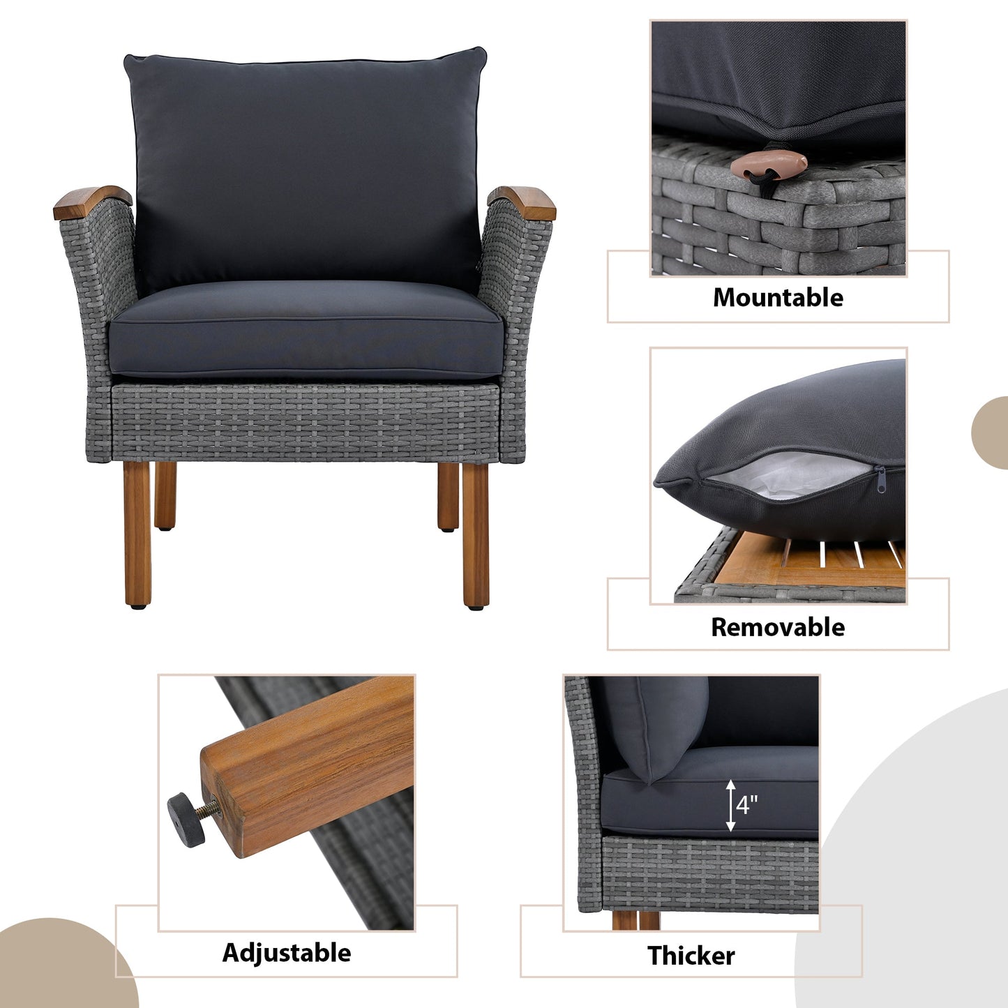 9-Piece Patio Rattan Furniture Set