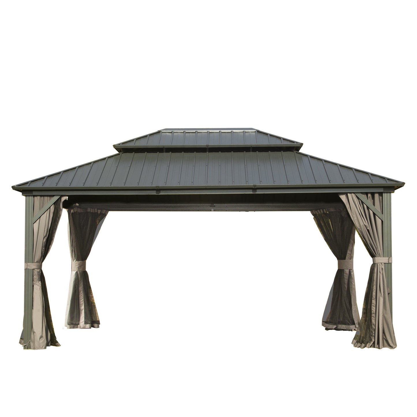 12' x 16' Hardtop Gazebo with Aluminum Frame and Double Roof