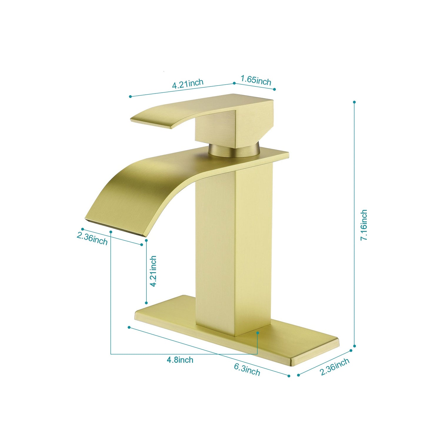 Waterfall Spout Bathroom Sink Single Handle Faucet with Pop-Up Drain (with Overflow)