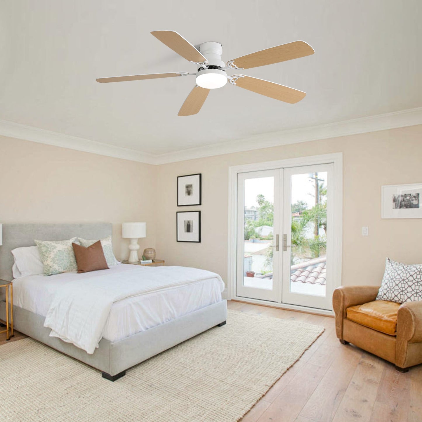 Indoor Modern 52 Inch Ceiling Fan with 6-Speed Remote and LED Light