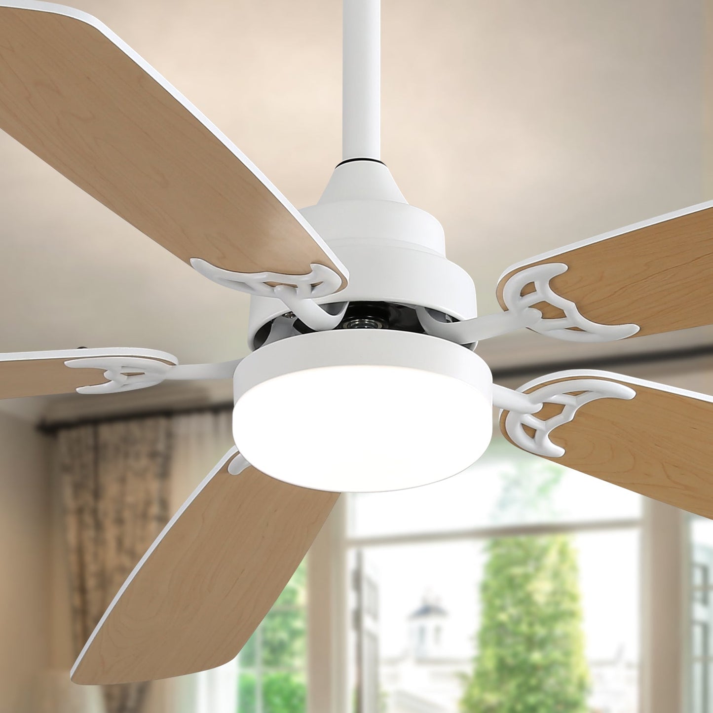 Indoor Modern 52 Inch Ceiling Fan with 6-Speed Remote and LED Light