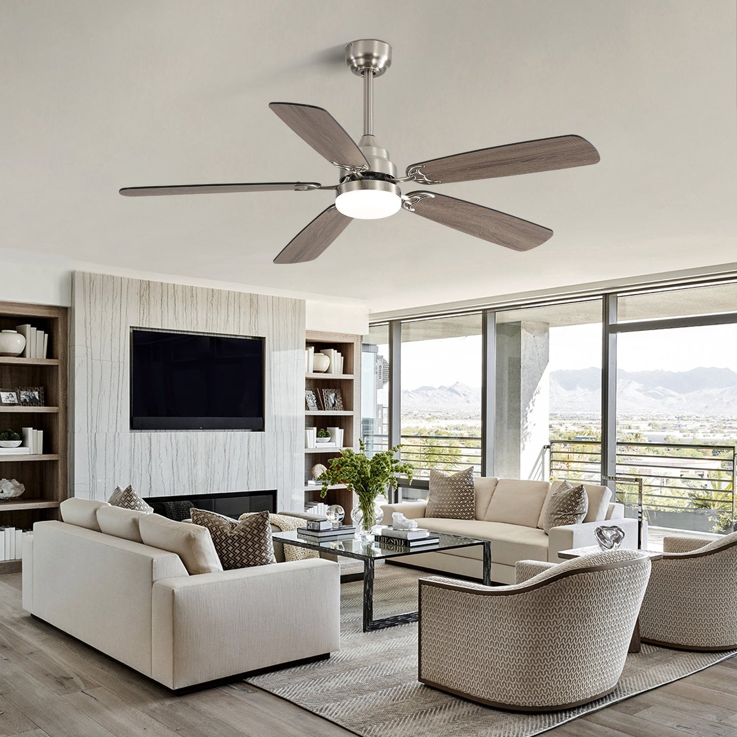 Modern 52-Inch LED Ceiling Fan With Remote Control