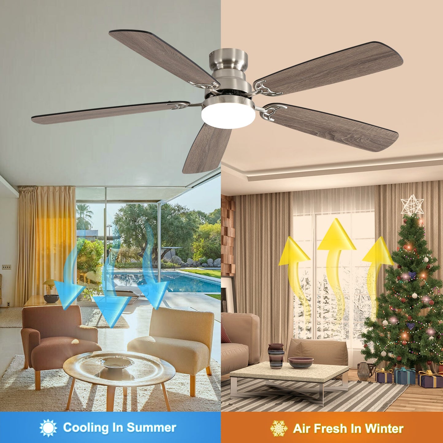 Modern 52-Inch LED Ceiling Fan With Remote Control