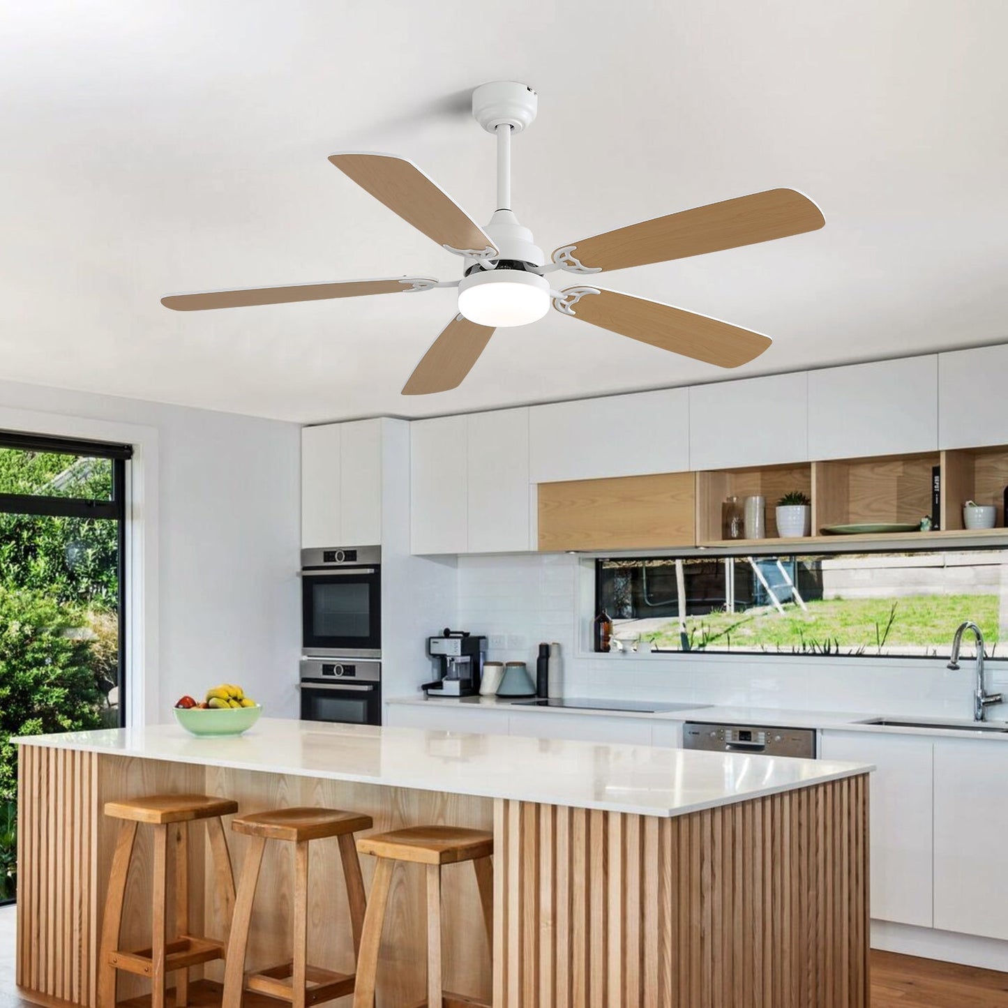 Indoor Modern 52 Inch Ceiling Fan with 6-Speed Remote and LED Light