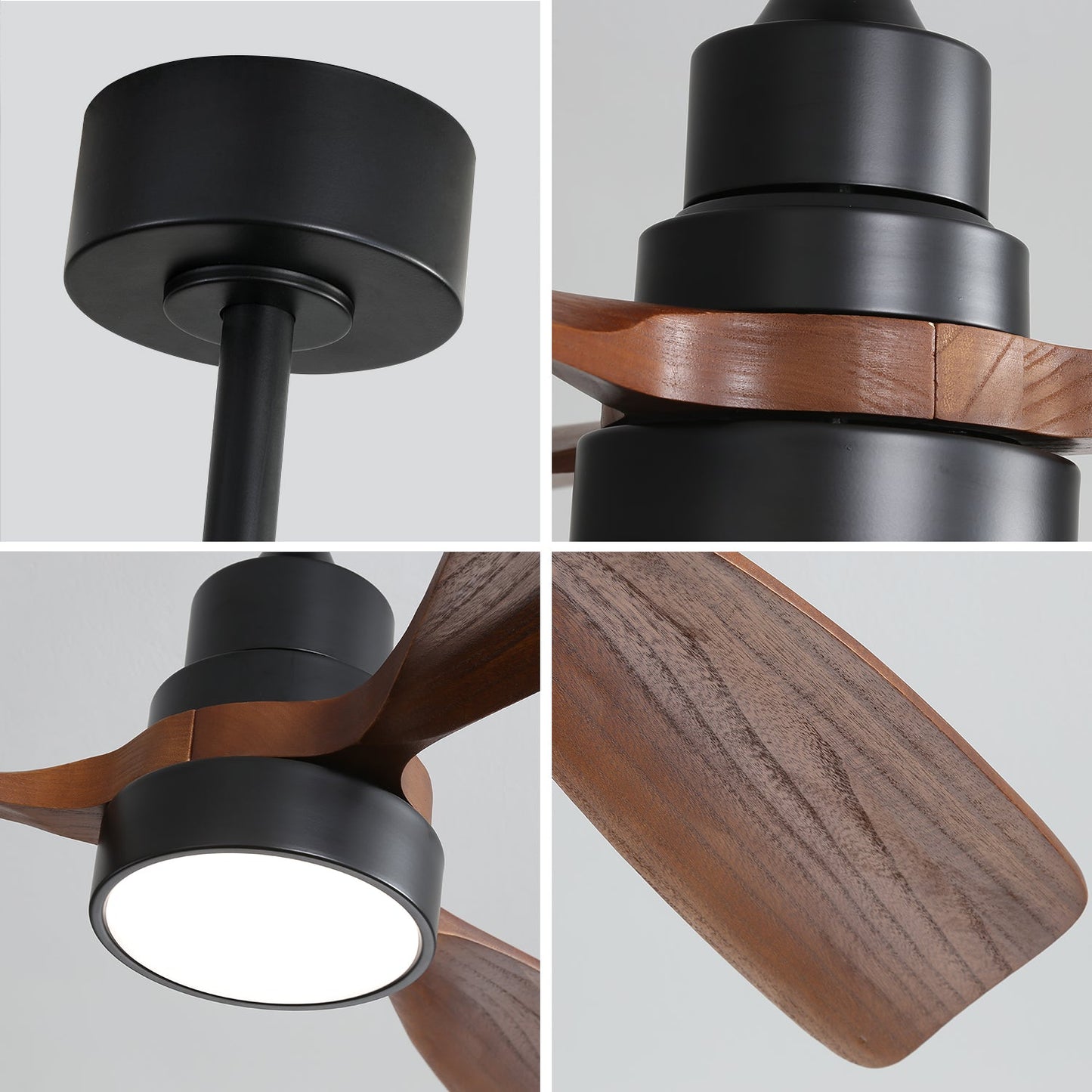 48 Inch Wood Ceiling Fan With 3 Solid Wood Blades and Remote Control