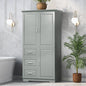 Tall and Wide Storage Cabinet with Doors for Bathroom or Office, Grey