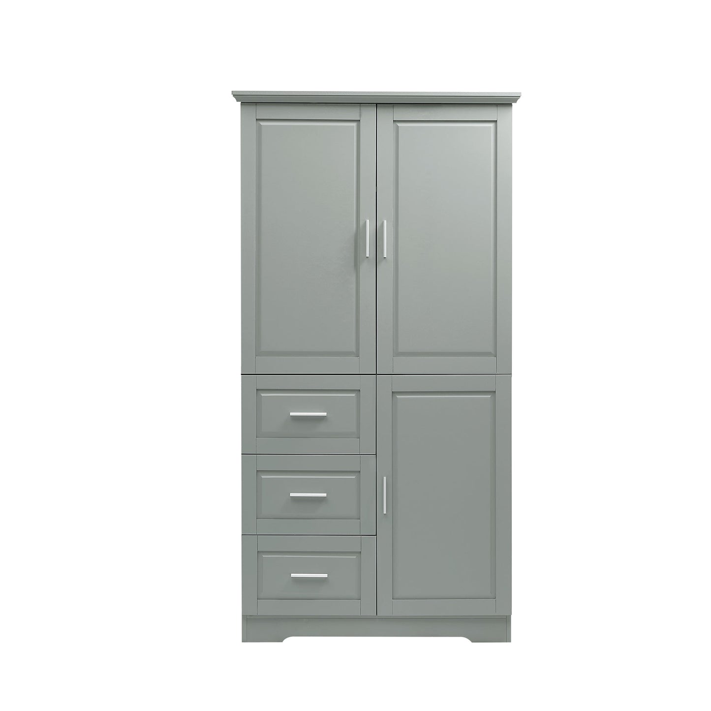 Tall and Wide Storage Cabinet with Doors for Bathroom or Office, Grey