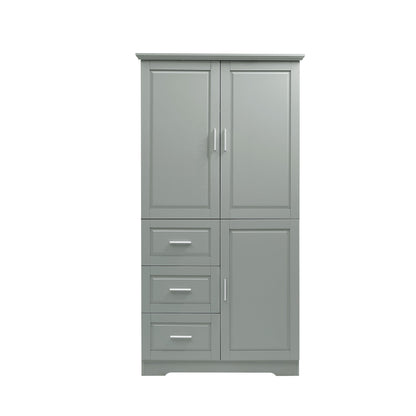 Tall and Wide Storage Cabinet with Doors for Bathroom or Office, Grey