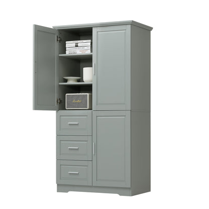 Tall and Wide Storage Cabinet with Doors for Bathroom or Office, Grey