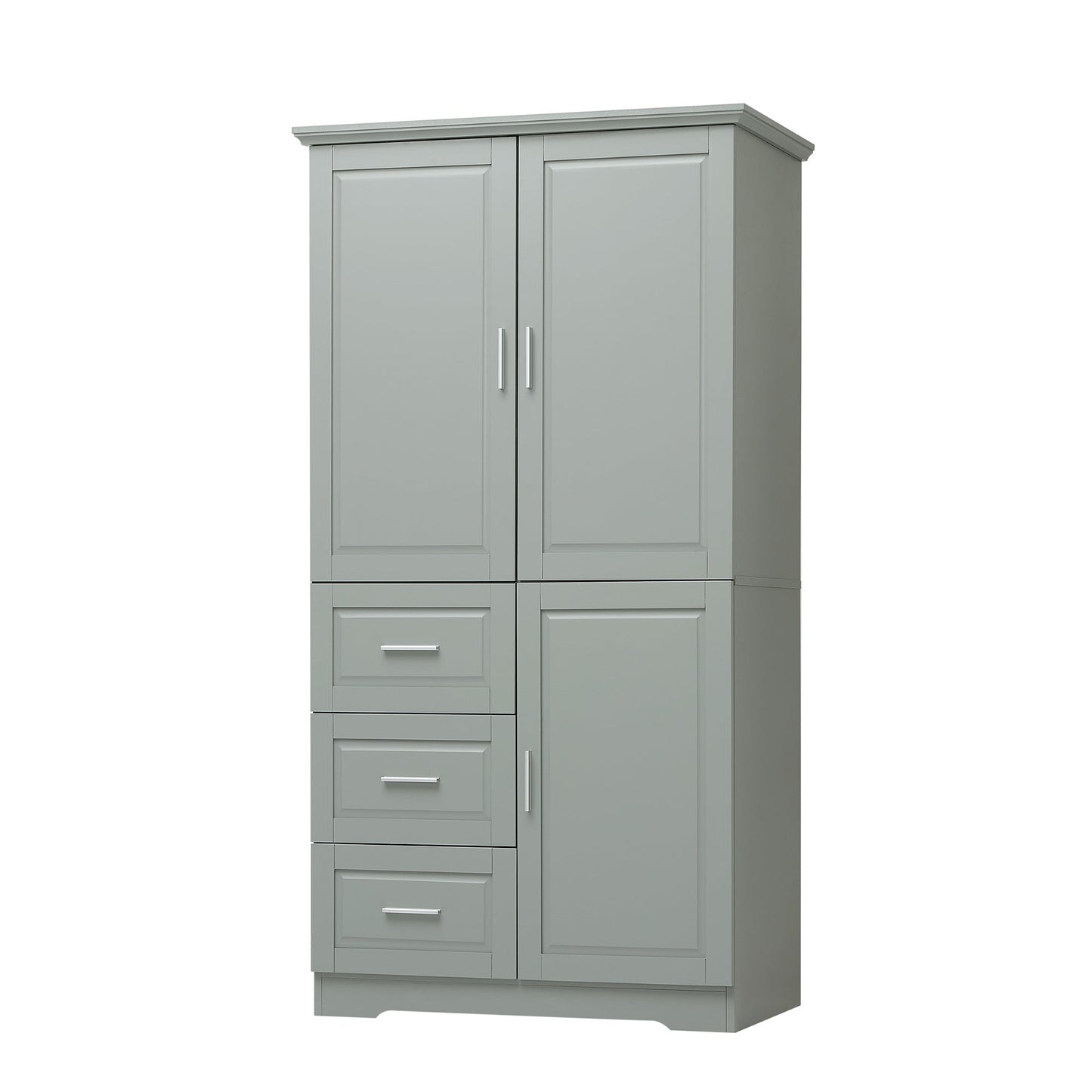 Tall and Wide Storage Cabinet with Doors for Bathroom or Office, Grey