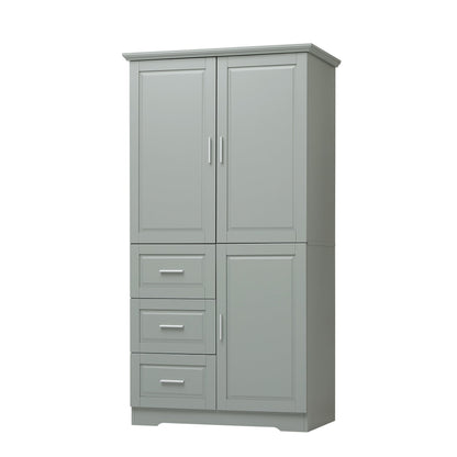 Tall and Wide Storage Cabinet with Doors for Bathroom or Office, Grey