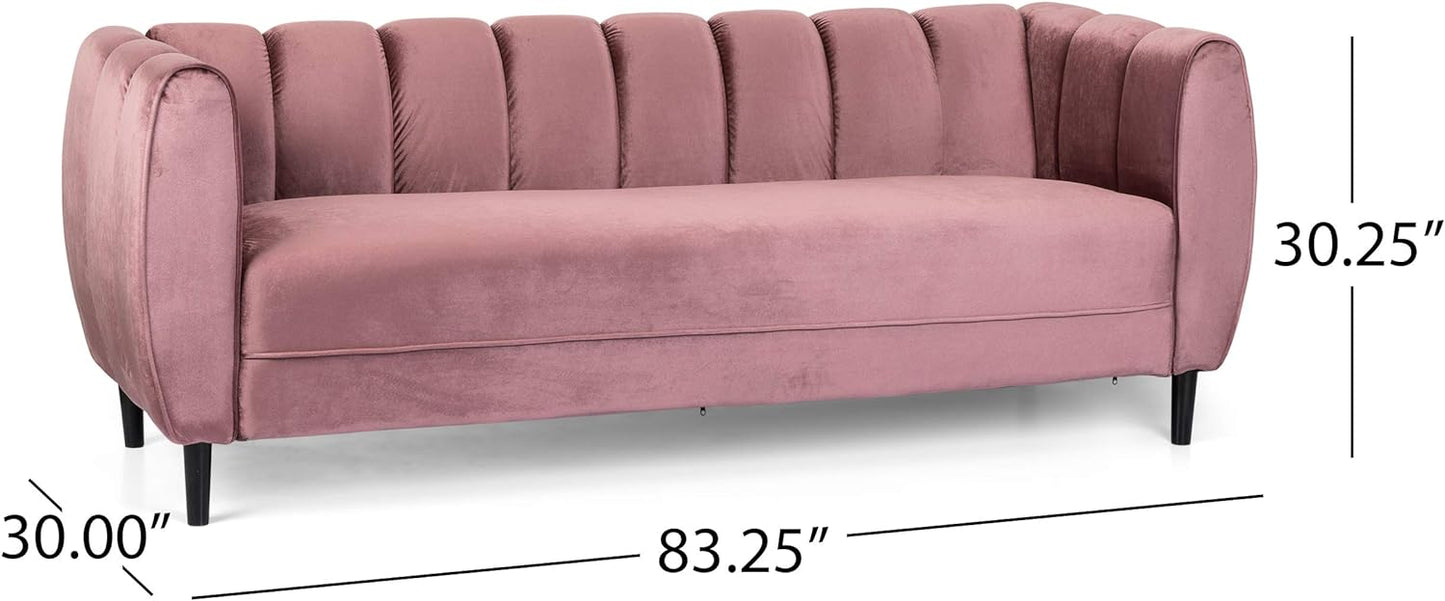 Miranda Velvet 3-Seater Sofa in Blush
