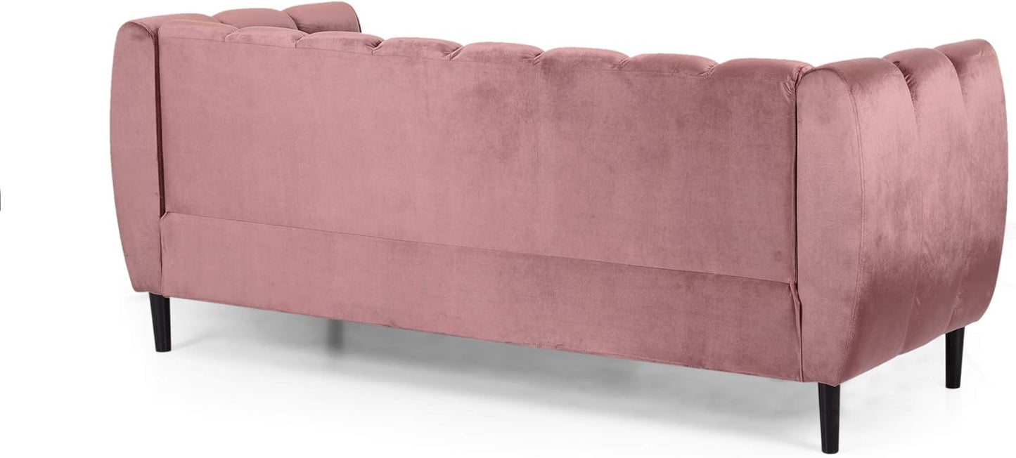 Miranda Velvet 3-Seater Sofa in Blush