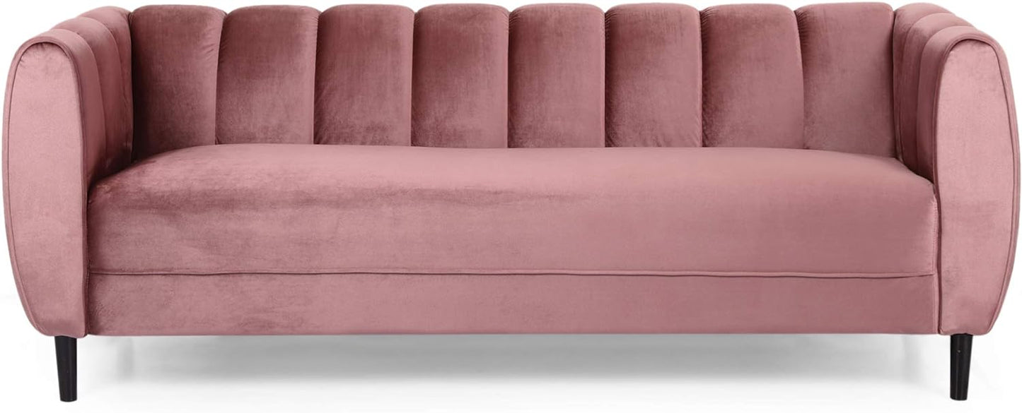 Miranda Velvet 3-Seater Sofa in Blush