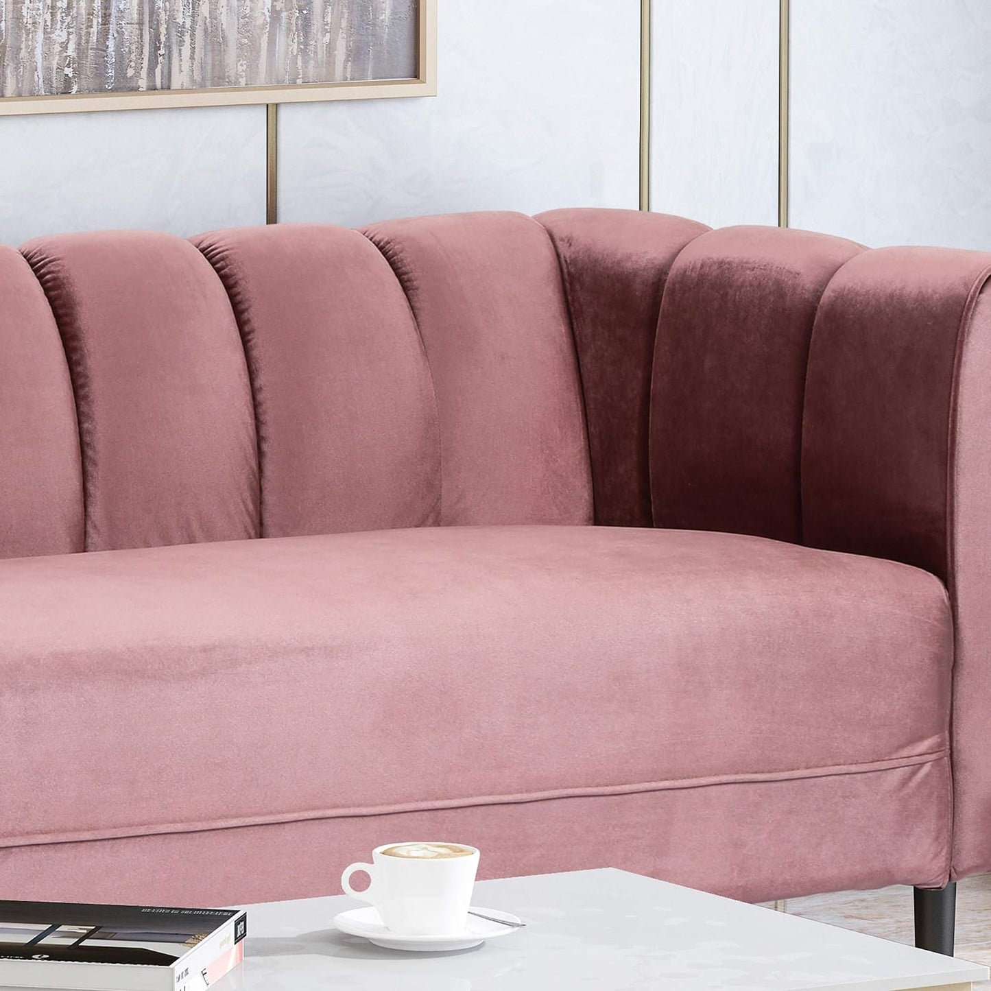 Miranda Velvet 3-Seater Sofa in Blush