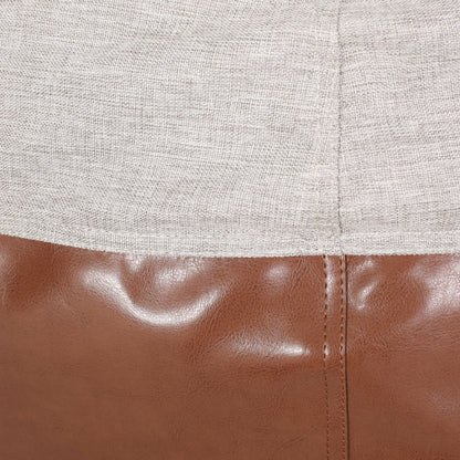 Maxi 5 Foot Two Color Fabric and Faux Leather Rounded Bean Bag