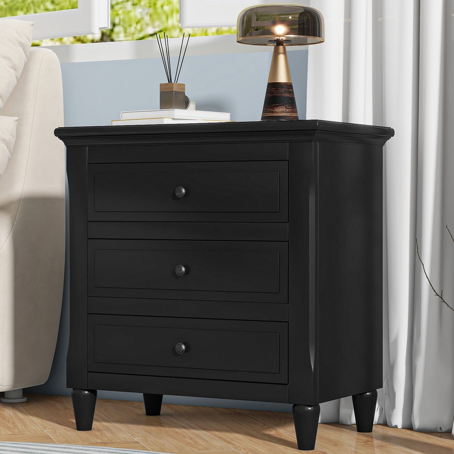 U Style 28" Painted Nightstand with 3 Drawers