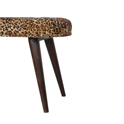 Solid Wood Leopard Print Deep Button Upholstered Bench