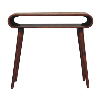 Solid Wood Amaya Nordic Style Console Table, Open Storage, Chestnut