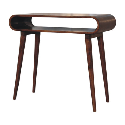 Solid Wood Amaya Nordic Style Console Table, Open Storage, Chestnut