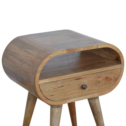 Circular Open Slot Nightstand, 1-Drawer, 1 Open Slot, Nordic Legs