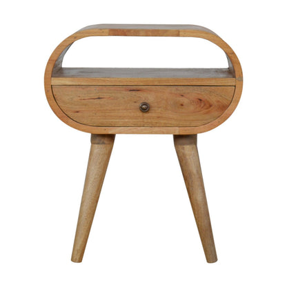 Circular Open Slot Nightstand, 1-Drawer, 1 Open Slot, Nordic Legs
