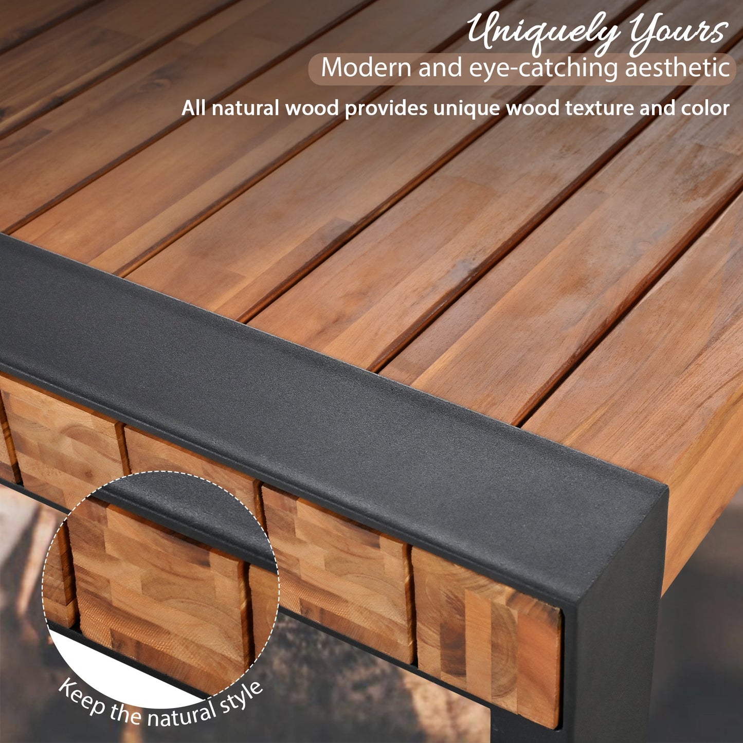 GO 3-Pieces Outdoor Dining Table With 2 Benches
