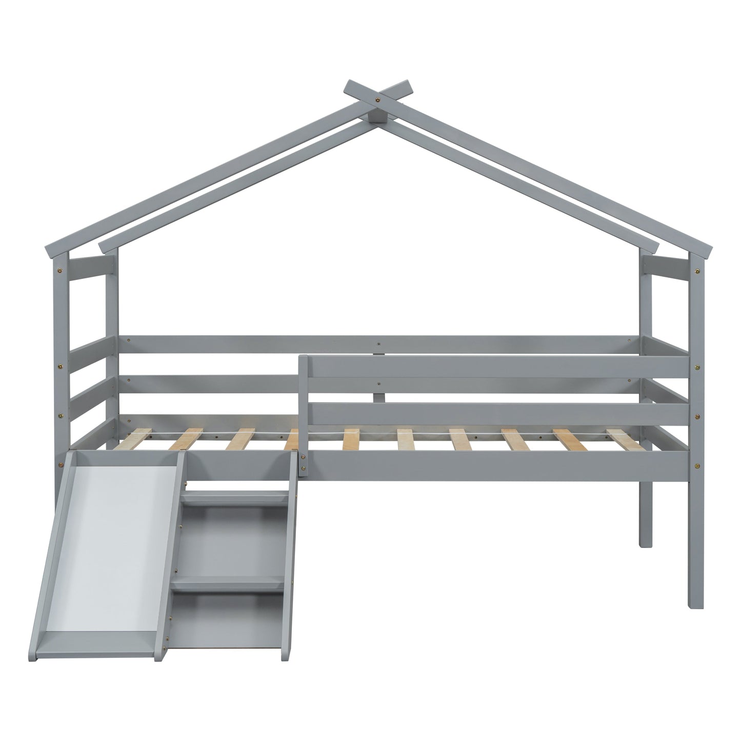 Twin Low Loft House Bed with Slide